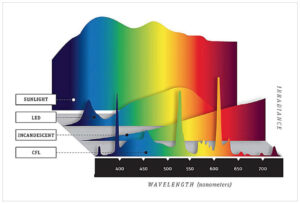 Diverse spectrogrammen van lichtbronnen